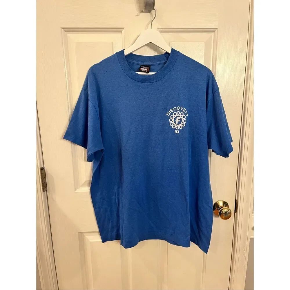 Vintage Best Blue “Discovery 93” T-Shirt sz XL (spots)
